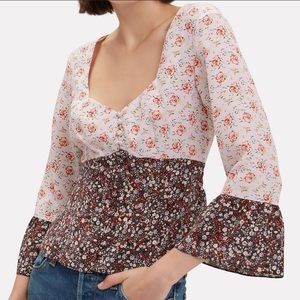 NWT Intermix Top Doryll Bell Sleeve Button Blouse Floral 4 NWT